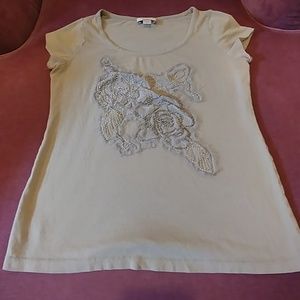 LOFT tee w/ beaded crepe detail